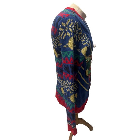 Ugly Christmas Sweater Astronaut Santa Space Moon Walk 3D Bells Mens Medium - Picture 4 of 6